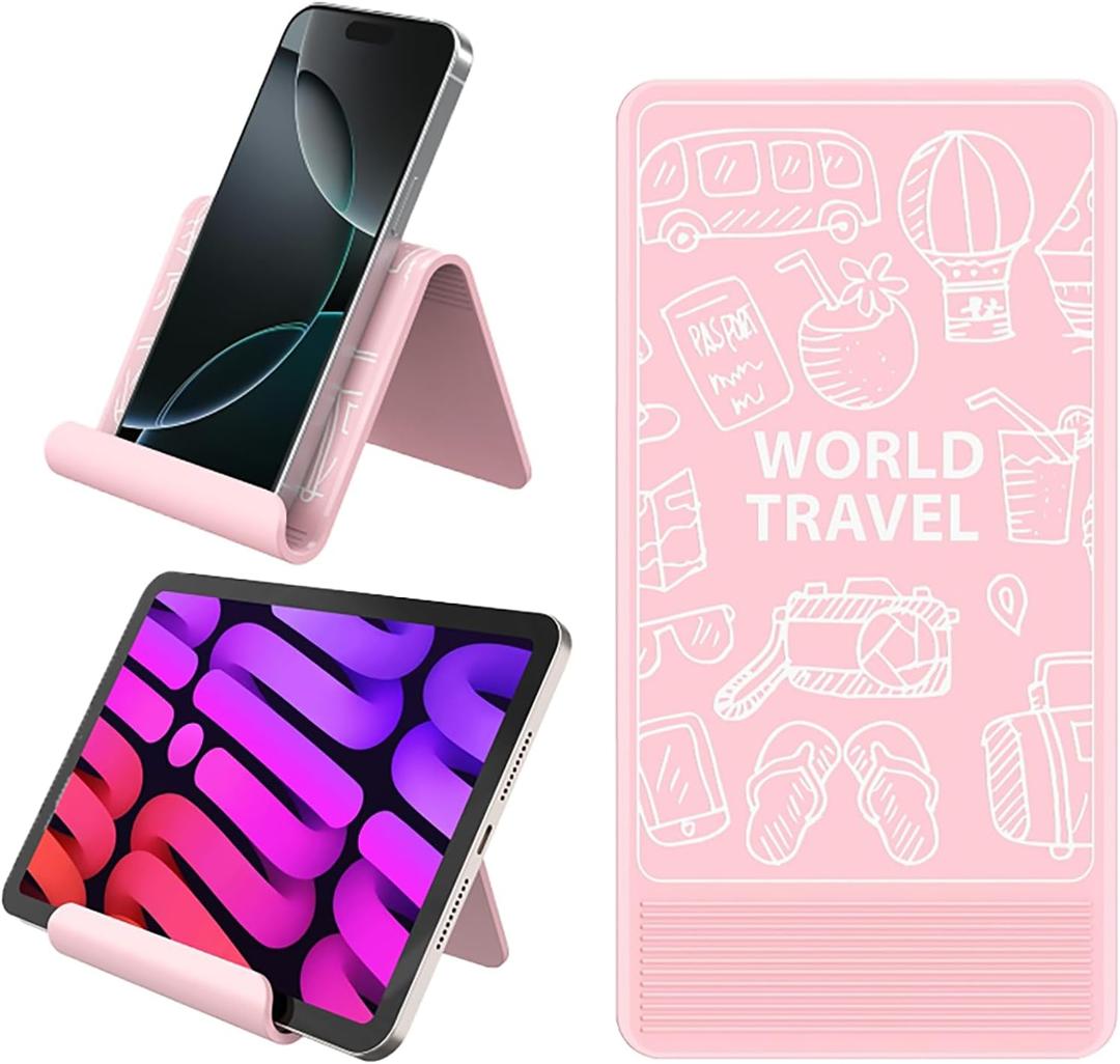 Airplane Phone Holder Mount, Travel Essentials Flexible Phone Holder, Airplane Tablet Holder for Flying, Desk, Compatible with iPhone, Smartphone, Tablet, Pink