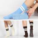 4 x Pilates Socks with Grips for Women, Non-Slip Grippy Yoga Socks with Sticky Bottom for Barre, Workouts, Hospital