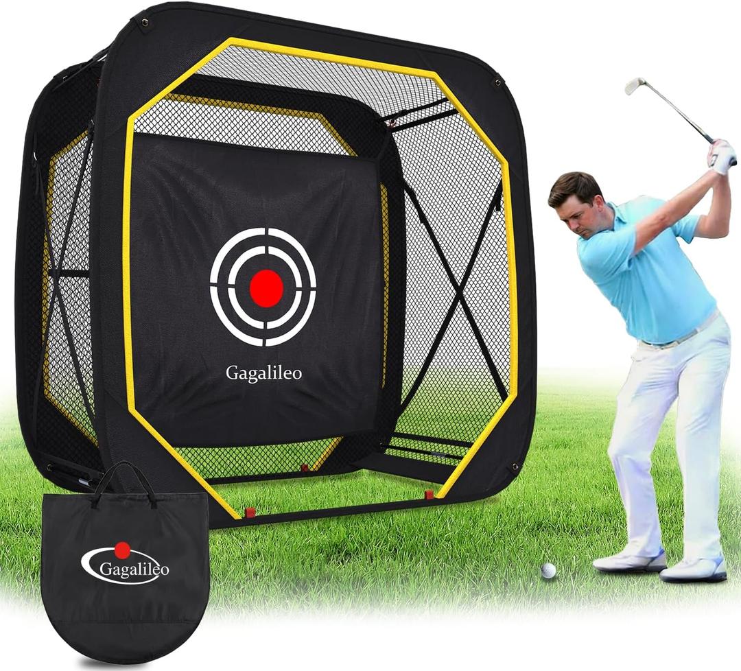 Gagalileo Pop Up Golf Practice Net: 6X6X3FT Hitting Cage with Target Easy Set Up for Backyard Garage Training for Driving Chipping Swing Beginners Enthusiasts