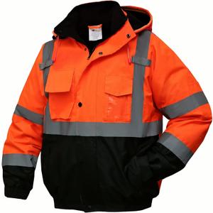 SKSAFETY High Visibility Reflective Jackets for Men, Waterproof Class 3 Safety Jacket with Pockets, Hi Vis Orange Coats with Black Bottom, Mens Work Construction Coats for Cold Weather,2XL, 1 Pack (XX-Large)