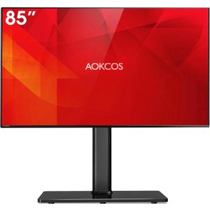 Universal Swivel TV Stand Table Top Stand for 43 to 85 inch TVs 50 Degree Swivel, 8 Level Height Adjustable with Tilting, Heavy Duty Tempered Glass Base, Holds up 132lbs, MAX VESA 400x600mm (Black)