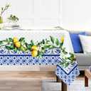 Spring Summer Tablecloth 6084 inch, Waterproof Blue Lemon Table Cloth Washable, Stain Resistant Cloth Table Cover for Party Picnic Dinner Decor (Lemon)