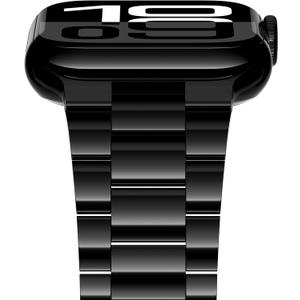 iiteeology Lightweight Stainless Steel Band Designed for Apple Watch 46mm/Ultra 3/Ultra 2/45mm/44mm/42mm(series 3) Replacement iWatch Bands for Men & Women,Jet Black