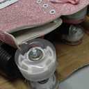 Roller Skates for Women Men Shiny PU Leather High-top Roller Skate Shoes for Beginner Classic Double-Row Roller Skates, Indoor Outdoor Roller Skates (Crystal Pink Flash Wheels, 38)