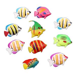 NUOBESTY 10pcs Plastic Fish Decors Simulation Floating Fish Decorations Artificial Small Fish Ornaments for Aquarium Fish Tank (Random Style)