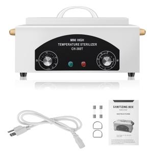 High Temperature Metal Tool Cleaning Box, 110V 300W 1.5L with Timer Manicure Pedicure SPA Salon Barber Equipment for Sundry Beauty Hair Nail Metal Tools with Handle