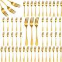 50Pcs Gold Stainless Steel Dinner Forks 8 Inch, Cutlery Forks, Metal Forks for Home, Restaurant, Kitchen, Dishwasher Safe Suitable for Salad, Dessert, Beef Steak, Spaghetti, Mirror Polished