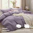 Bedsure Grayish Purple Duvet Cover Queen Size - 3 Pieces Prewashed Cotton-Like Polyester Extra Soft Bedding Set, Includes 1 Duvet Cover 90x90 Inches with Zipper Closure & 2 Pillow Shams, No Comforter