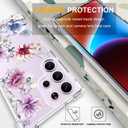 Compatible with Samsung Galaxy S23 Ultra Cases with Design, Cute Transparent Designer Phone Case for Women Girls Girly with Heavy Duty Protective Bumper (Clear Wonderful Large Flowers)