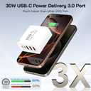 2Pack USB C Fast Charger Block, Total 60W 5-Port USB C Wall Charger 30W Type C Charging Block, 2USB C+3USB A PD 3.0 Multiport Charging Cube for iPhone 17 16 15 14 Pro Max, G-alaxy S26 S25 Ultra, i Pad