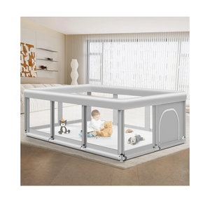 Suposeu Baby Playpen, Play Pen for Kids Activity Center, Large Baby Playard for Indoor and Outdoor, Sturdy Safety Baby Fence with Soft Breathable Mesh for Toddler, Grey