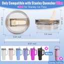 30oz Flip Straw Lid for Stanley Quencher H2.0 Tumbler, 2 Pack Leak Proof Lid Replacement No Spill Cover for Stanley Cup Accessories ProTour (Rose Quartz,Cream)