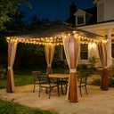 Gazebo Privacy Curtains 10' x 12' Replacement Panels Waterproof & Windproof 4 Zippered Sidewalls for Patio Canopy, Outdoor Garden or Backyard Gazebo(Khaki)