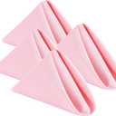 Wolkemer Set of 4 Pink Cloth Napkins 17 x 17 Inches Solid Washable Polyester Dinner Napkins with Hemmed Edges for Dinners Parties Weddings Banquets Events Table Decoration