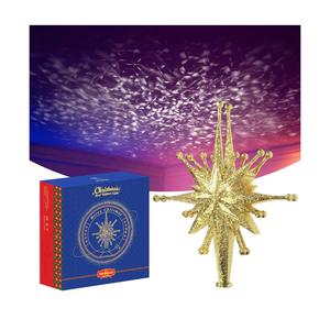 2025 Upgraded Christmas Tree Topper Projector Light with Rotating Bright LED & Wide Coverage, Universal Fit for Any Height Tree, Easy Install, Stable Base, Holiday & Party Decorations (Starlight Gold)