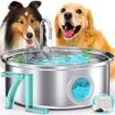 Oneisall Dog Water Fountain, 7L/230oz/1.8G Quiet Dog Fountain Water Bowl, Stainless Steel Dog Water Fountain with Visual Water Level&Triple Filtration for Large Medium Small Breed Dogs Pets
