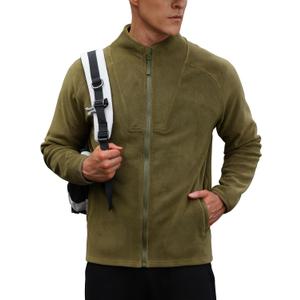 Men's Full Zip Jacket Pocket Thermal Long Sleeve Athletic Activewear Fleeced Lined Basic Soild Shirts Plush Sherpa Heavyweight Classic Sweatshirt Olive XL (Green, XL)