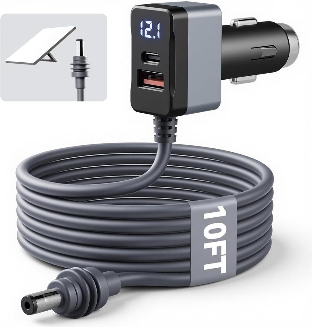 3-in-1 10 ft 12-24V DC Car Power Adapter for Starlink Mini | Up to 114W fast charging, fits 12-24V vehicles. Works for truck, RV, van, boat and yacht, laptops, phones, Starlink Mini
