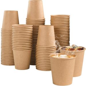 Lamosi 100 Count 3 oz Kraft Paper Cups, Disposable Small Coffee Cups, 3 Ounce Sample Cups for Bathroom, Mouthwash, Party, Picnic