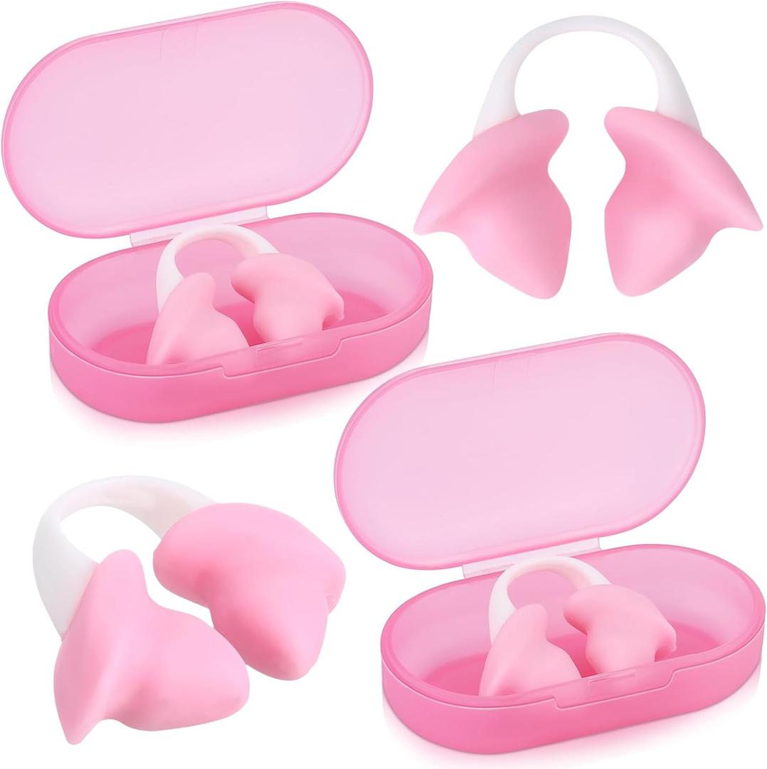 Soulchen 2 Pcs Swimming Nose Plugs Silicone Waterproof Painless Swim Nose Clip with Storage Box for Adults Kids Men Women Beginners (Pink)