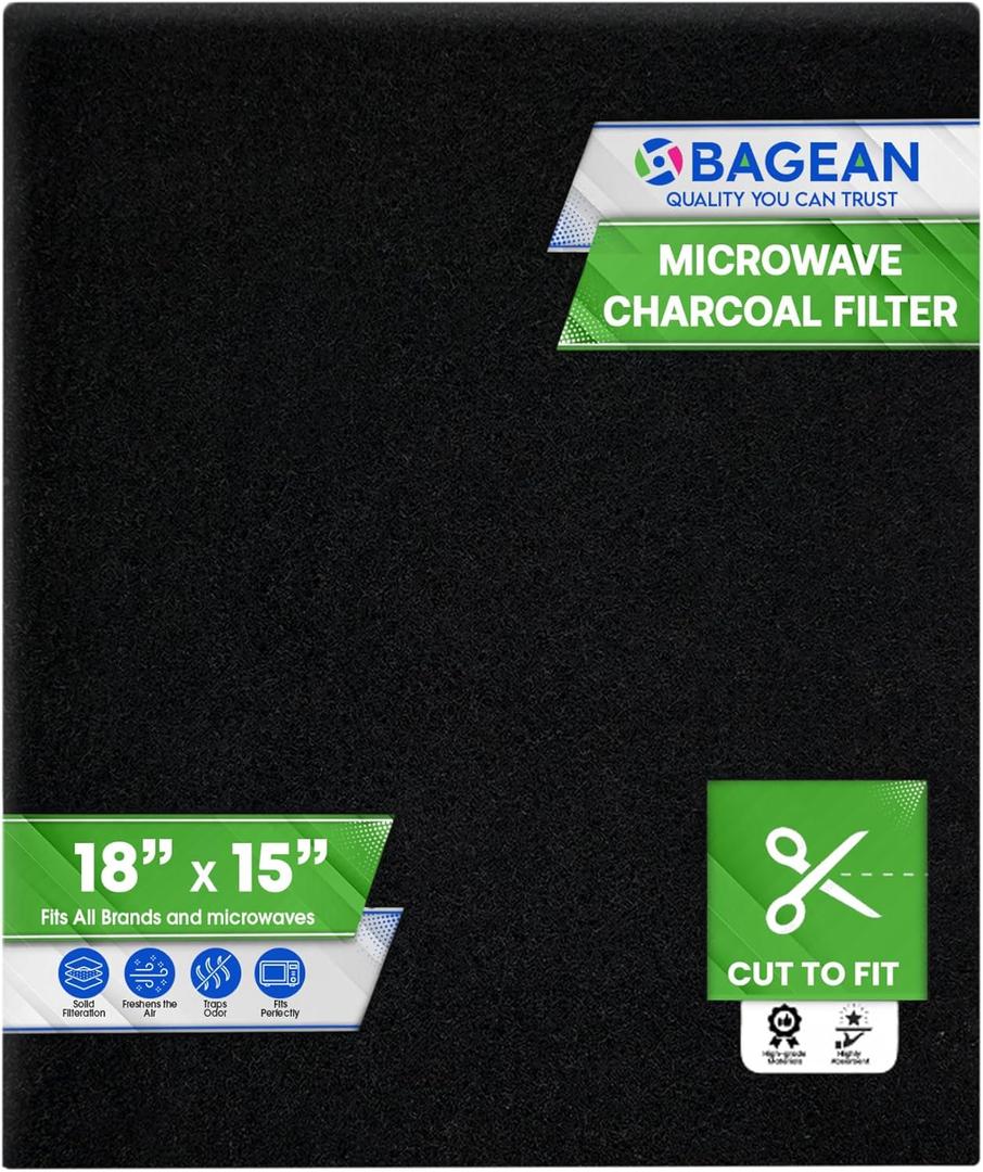 Cut-to-Fit Microwave Filter Replacement - 18 x 15 Activated Carbon Filter Fits Samsung GE LG Frigidaire Whirlpool and More - Charcoal Oven Vent Filters Removes Odors and Freshen Air (1 Pack)