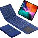 Nillkin Foldable Bluetooth Keyboard with Touchpad & Number Pad, Portable Bluetooth Keyboard with Full Size Keys, Pocket-Sized Wireless Travel Keyboards for iPad, Smartphone, Tablet and Laptop Blue