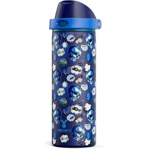 24 oz Insulated Water Bottle with Straw: Meoky Stainless Steel Water Bottle with 2-in-1 Lid - Leak Proof, Cold for 24 Hours, Protective Silicone Base, BPA-Free for Travel Gym, Spooky Fun