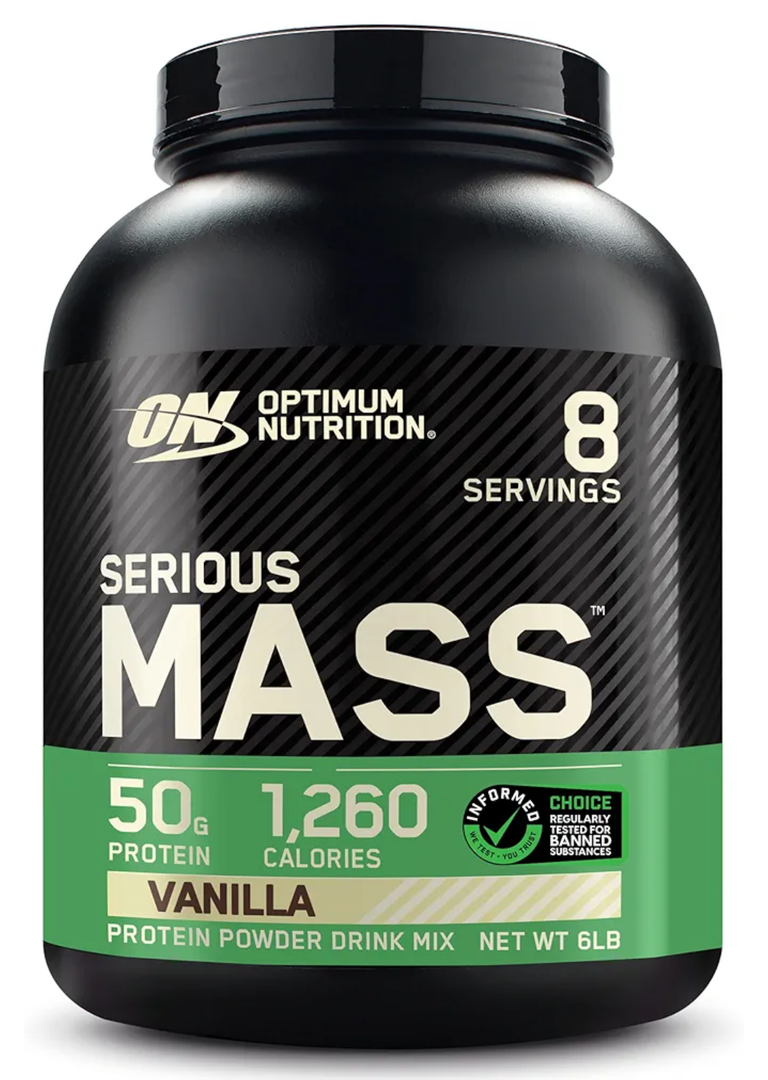 Optimum Nutrition Serious Mass, Weight Gainer Protein Powder, Mass Gainer, Vitamin C and Zinc for Immune Support, Creatine, Vanilla, 6 Pound (Packaging May Vary)
