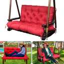 Swing Replacement Cushions for Outdoor: 2-3 Seater Bench Cushion with Ties | Thick Waterproof Patio Swing Cushion with Backrest for Garden Porch Backyard Furniture, 60x40in, Red