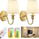 Battery Operated Wall Sconce Set of 2,Wireless Wall Sconces with 10000 mAh,RGB Rechargeable Sconces with Remote,Cordless Wall Lights for Bedroom,Living Room,Bathroom,Renter Friendly Home Decor (Gold)