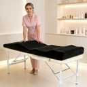 Lash Bed Topper, Ergonomic Curvy Massage Bed Topper Esthetician Bed Cushion, Non-Slip Spa Table Memory Foam Pad with Removable Cover, Ideal for Facials, Eyelash & Beauty Salon, 71"x28" Black