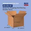 BOX USA Moving Boxes 20"L x 20"W x 15"H (12-Pack) Large - Corrugated Cardboard Box for Shipping, Mailing, Packing, Packaging and Storage