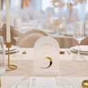 UNIQOOO Frosted Arch Wedding Table Numbers 1-20, Gold Foil Printed 5x7 Acrylic Display Signs and Holders, Pack of 20, Perfect for Centerpiece, Reception, Decoration, Party, Anniversary, Event