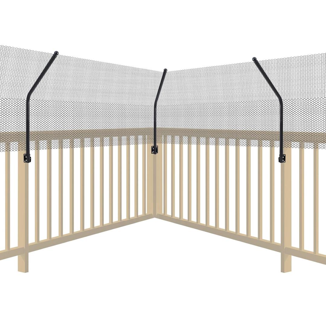 Cat Fence Retrofit System - Curved Fence Extension for Existing Outdoor Fences, Includes Galvanized Steel Extenders and Poly Mesh for Wood, Chain Link, Metal, Brick, & Vinyl Fences 50ft kit