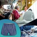 Men's Incontinence Underwear - Washable, Leak Proof with Fly Opening - Protective Panties (Blue, L)