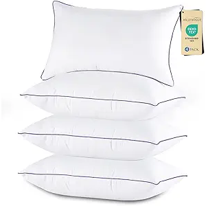 JOLLYVOGUE Pillows Standard Size Set of 4, Washable Supportive Full Size Bed Pillows with Super Soft Down Alternative Fill, Luxury Fluffy Hotel Quality for Side, Back and Stomach Sleepers