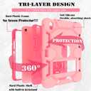 CCMAO Case for iPad (A16) 11th/10th Generation(2025/2022), iPad 10th Case with Kickstand & Pencil Holder, Heavy Duty Shockproof Hybrid Three Layer Protective Cover for iPad 11/10, Rose Gold+Rose