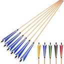 Archery Hunting Arrow Traditional Wood/Bamboo Arrow with 5 Inch Turkey Feather Target Arrows for Recurve / Longbow