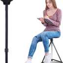 ALEVMOOM Walking Cane with Seat Folding Lightweight, 2-in-1 Cane Stool for Adults, Aluminum Walking Stick with Seat, Capacity 330lb Portable Stool for Senior, with Carry Bag-Black, 34 IN-1.8 LBS