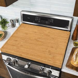 YUHFERA Stove Cover Board for Gas Stovetop - 30" x 22" Noodle Board Electric Stove Cover for RV Stove Top, Extra Countertop Space for Kitchen Stovetop (Bamboo), 29.9"L x 22.1"W