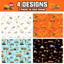 3 x Mpanwen Construction Wrapping Paper for Boys Kids, 12 Sheets Truck Gift Wrap Tractor Wrapping Paper for Christmas Birthday Holiday - 20 x 29.5 Inches Per Sheet