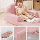 Blissful Diary Kids Couch, 2-in-1 Soft Toddler Couch Fold Out, Toddler Chair Comfy, Convertible Sofa to Lounger, Kids Furniture for Playroom, Gift for Birthday, Children's Day, Pink Shell