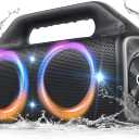 IPX67 Waterproof Bluetooth Speaker:80W(Peak) Loud Outdoor Portable Wireless Party Speakers with LED Lights,20H Playtime,Bluetooth 5.3,Deep Bass & TWS for Pool,Beach