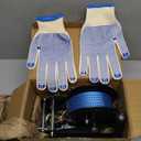 3500lbs Boat Trailer Winch with 33 Foot Polyester Belt, 2-Way Ratchet 4:1/8:1 Gears, Portable Winch for Boats, Trucks, Trailers, Rv, ATV, Jet Skiing, Manual Crank Winch Come with 2 Gloves (Blue)