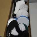 Electric Spin Scrubber with 8 Brush Heads, Extension Handle and 2 Speeds for Beginner, Teens.White-o1.