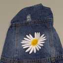Pawstrip Dog Denim Jacket with Embroidered Daisy, Ripped Vintage Jean Vest for Small Dogs, Pugs, Chihuahuas, Spring Summer Fall Festival Outfit, Large (Fits Chest 15-16"), Large (9-12 lbs)