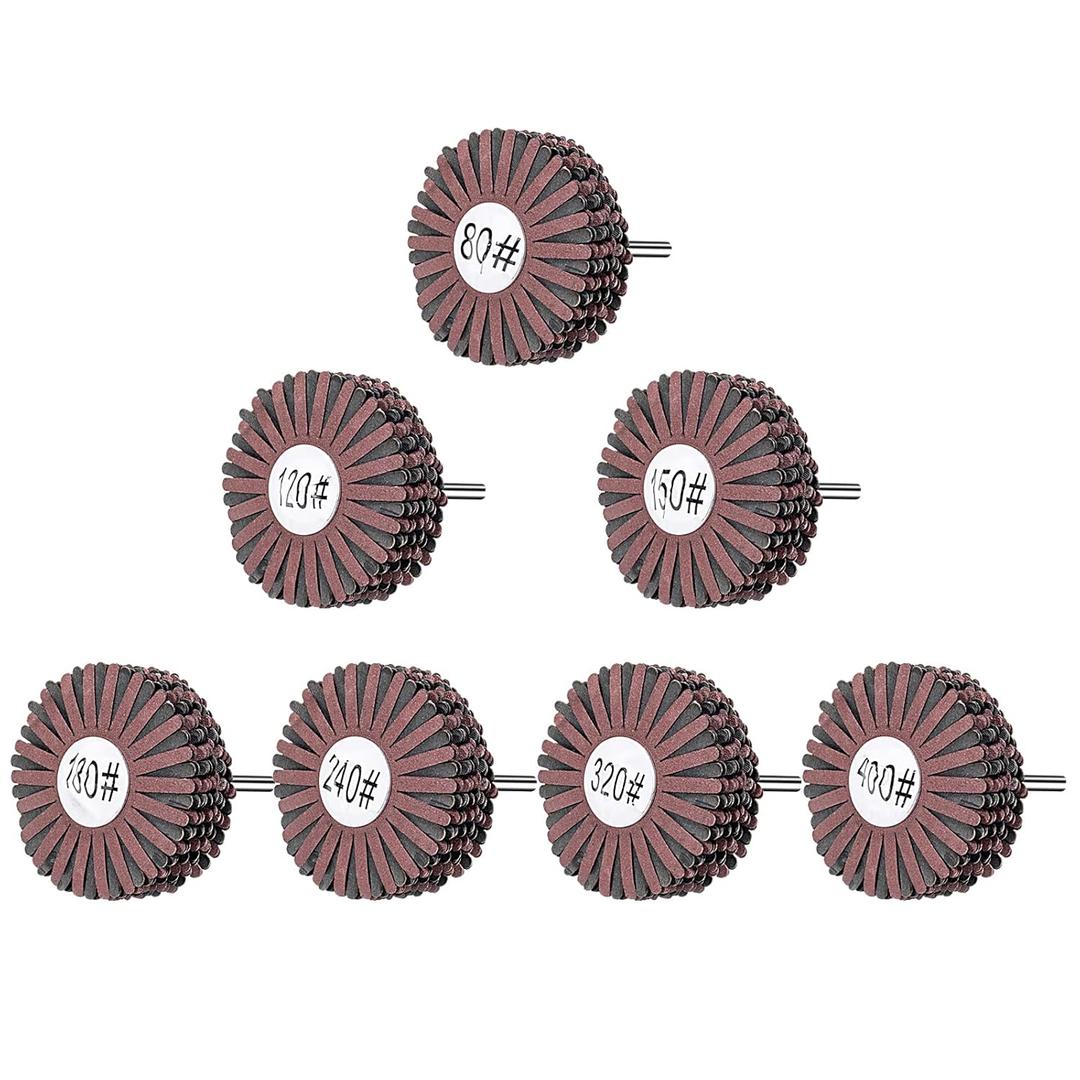 2-Pack Abrasive Cloth Flap Wheel - 1/4 Inch Shank for Woodworking Root Carving Furniture Polishing,Mop Sander Sanding80, 120, 150, 180, 240, 320, 400 Grit,Sanding Mops Woodworking