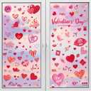 9 Sheets Valentine's Day Window Clings,Double-Sided Glass Window Stickers Decor,Reusable Red Pink Love Heart Stickers Decals for Home Wedding Anniversary Party Store Glass Holiday Decoration (V01)