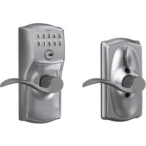 SCHLAGE FE595 CAM 626 ACC Camelot Keypad Entry with Flex-Lock and Accent Levers, Brushed Chrome