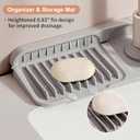 5 x 18 inch Silicone Faucet Mat for Kitchen Sink - 6 Slope & Fasten Button Design, Quick-Dry Splash Guard Water Catcher Behind Faucet, RV/Bathroom Safe (Gray) (17.7" x 5.5")